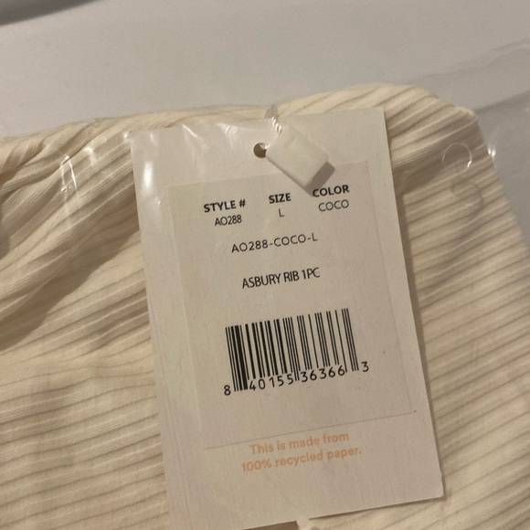 Andie Asbury Rib One Piece Swimsuit Ribbed Coco White Womens Large - Picture 3 of 4